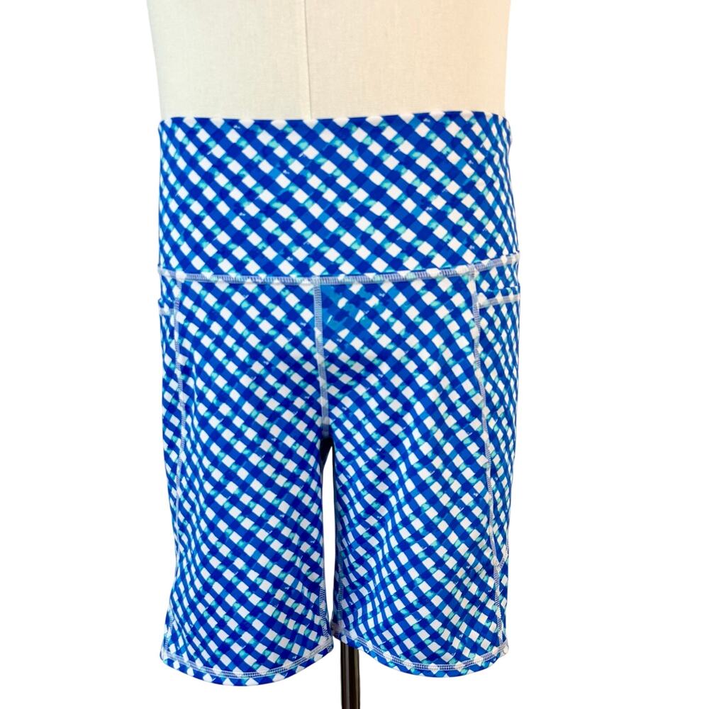 Lilly Pulitzer Luxletic South Beach High Rise Bike Shorts UPF50+ Blue Size L